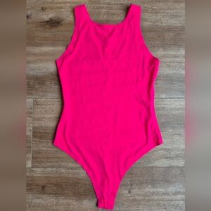 NWOT AERIE Smoothez Thong Bodysuit Shaping Hot Pink Size Medium Racerback
